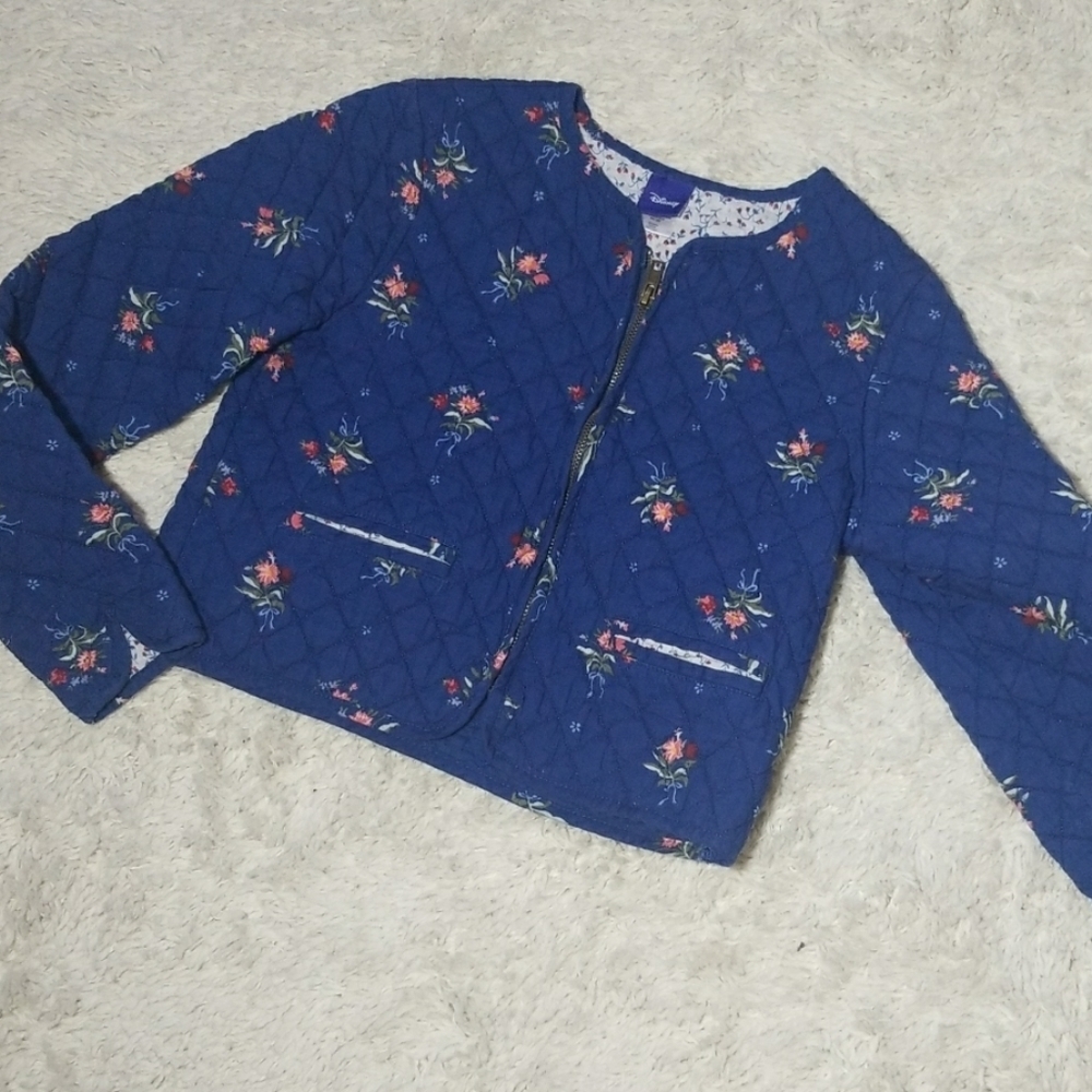 Disney girls quilyed floral zip up jacket Lg 10/12